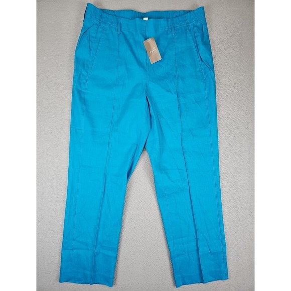 J Jill Pintucked Linen-Stretch Slim-Leg Pants NWT Medium BLUE Retail $79 - Picture 2 of 9